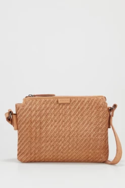 American Tourister Shop 55 Step Weave Leather Crossbody Bag